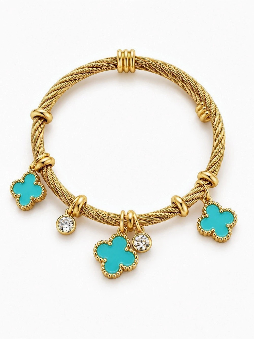 Blue Clover Charm Bracelet